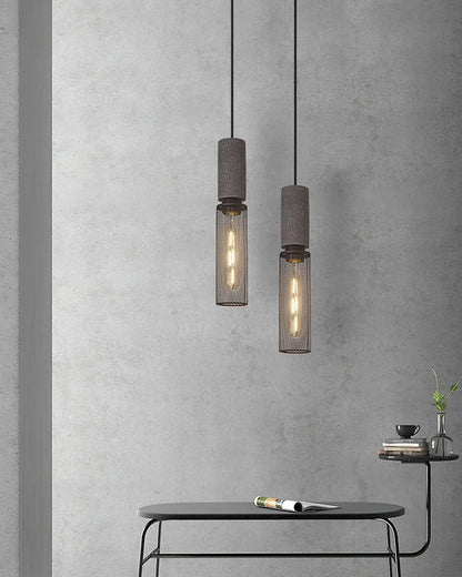 Industrial Concrete Pendant Light with LED Hanging Fixture