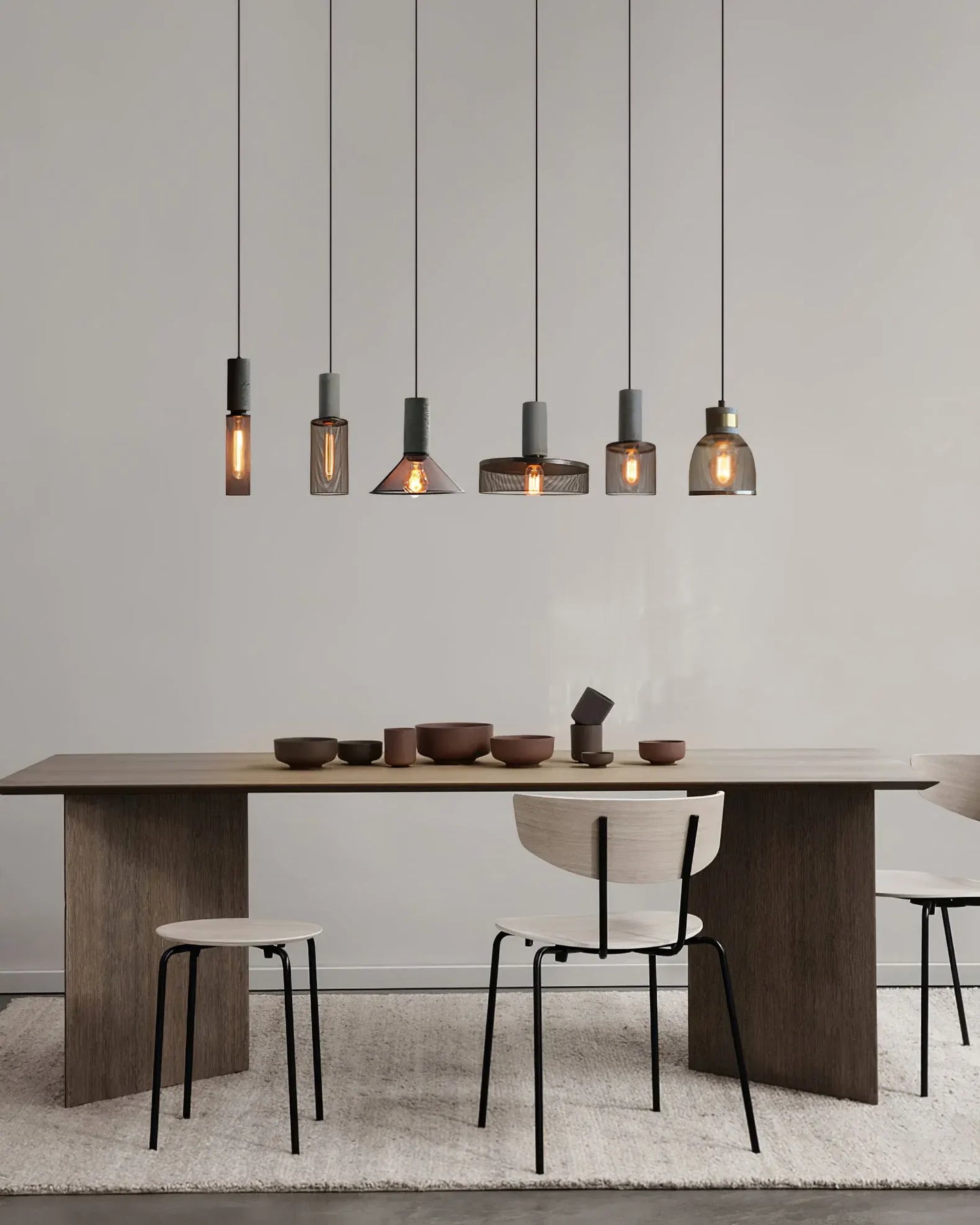 Industrial Concrete Pendant Light with LED Hanging Fixture