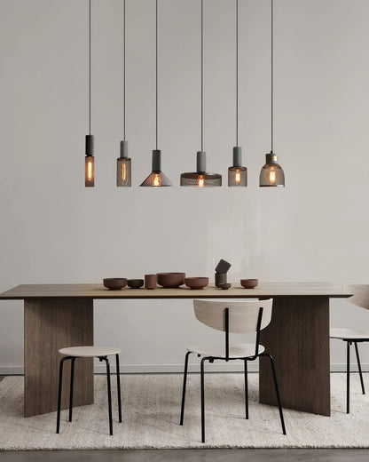 Industrial Concrete Pendant Light with LED Hanging Fixture