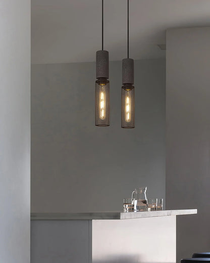 Industrial Concrete Pendant Light with LED Hanging Fixture