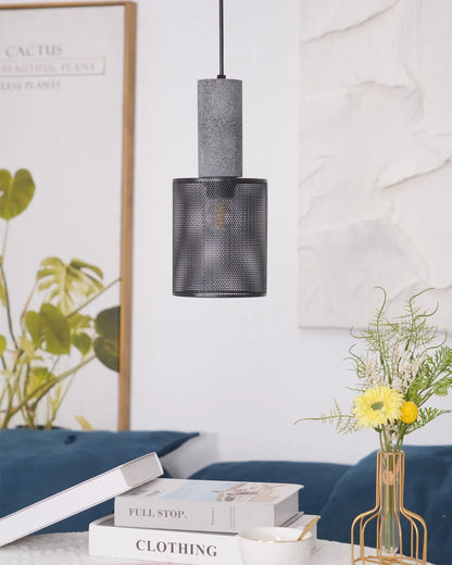 Industrial Concrete Pendant Light with LED Hanging Fixture
