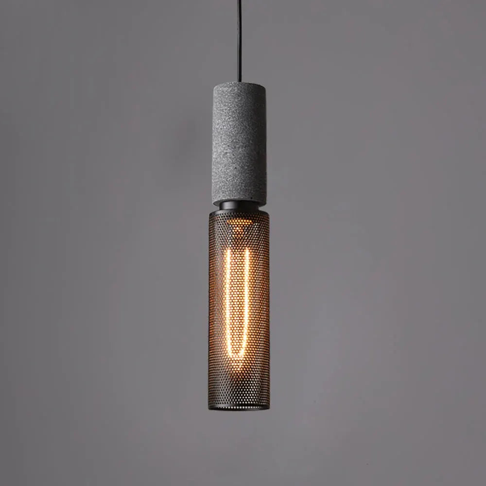 Industrial Concrete Pendant Light with LED Hanging Fixture
