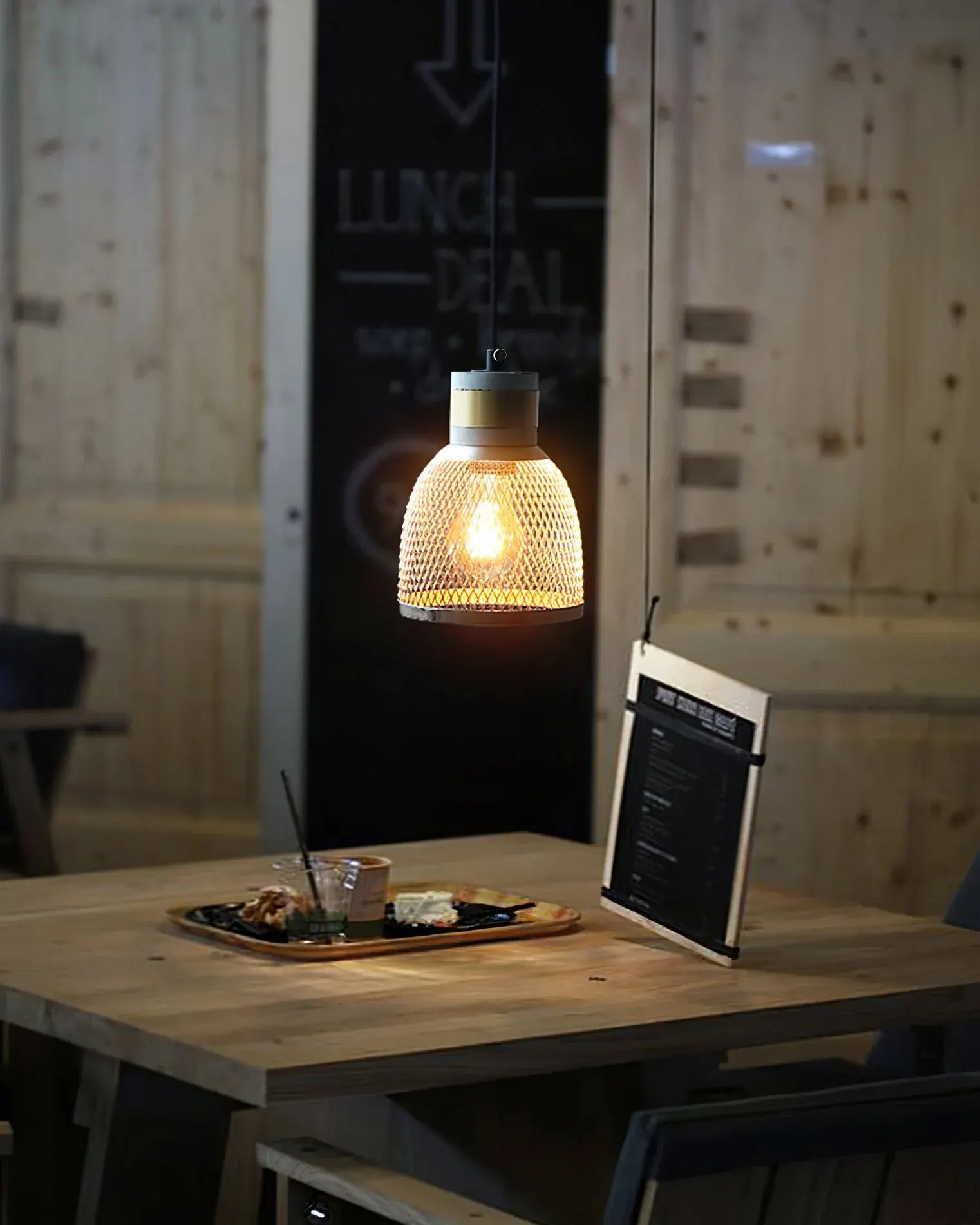 Industrial Concrete Pendant Light with LED Hanging Fixture