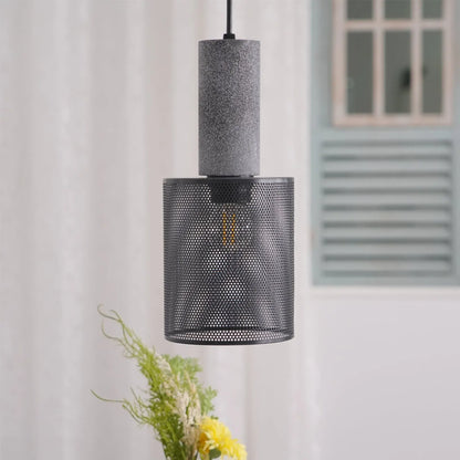 Industrial Concrete Pendant Light with LED Hanging Fixture