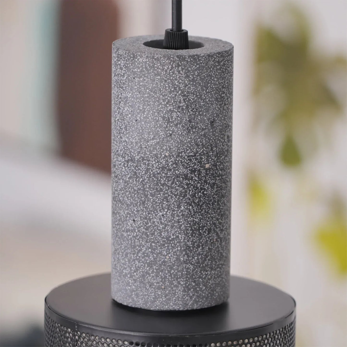 Industrial Concrete Pendant Light with LED Hanging Fixture
