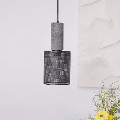 Industrial Concrete Pendant Light with LED Hanging Fixture