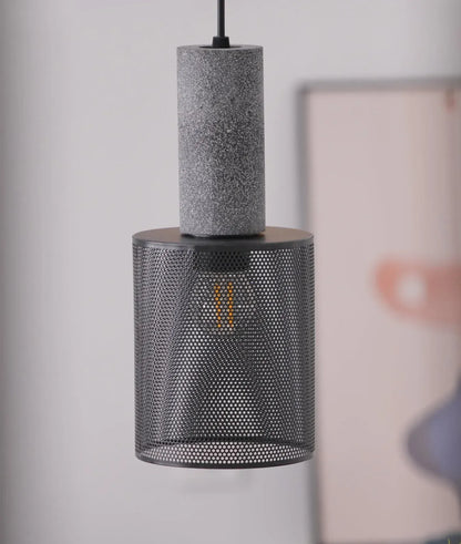 Industrial Concrete Pendant Light with LED Hanging Fixture