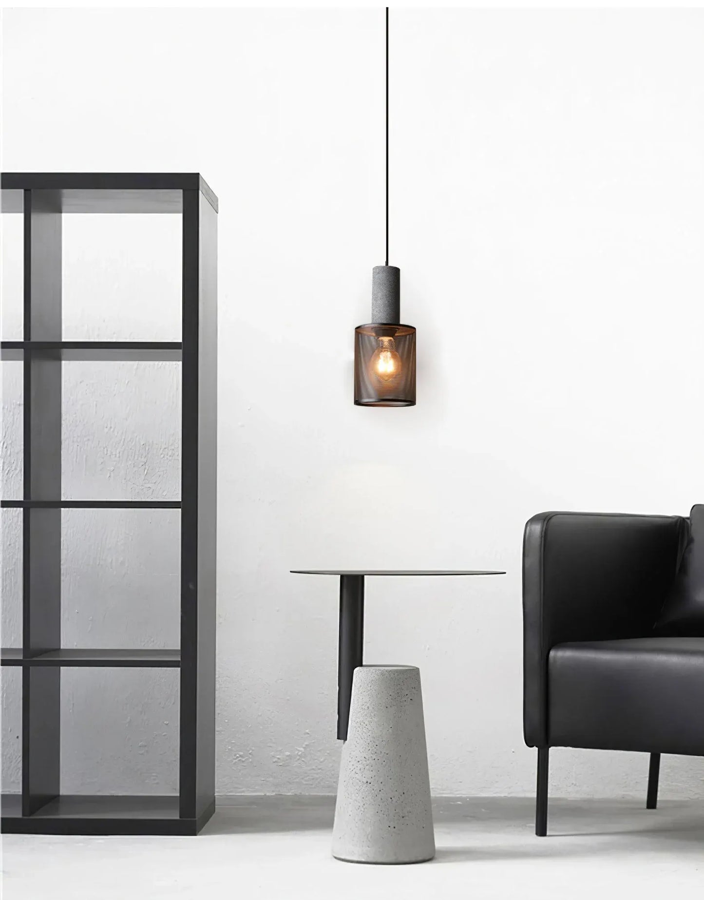 Industrial Concrete Pendant Light with LED Hanging Fixture