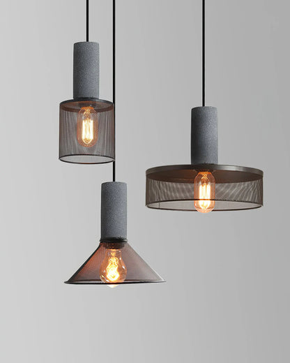 Industrial Concrete Pendant Light with LED Hanging Fixture
