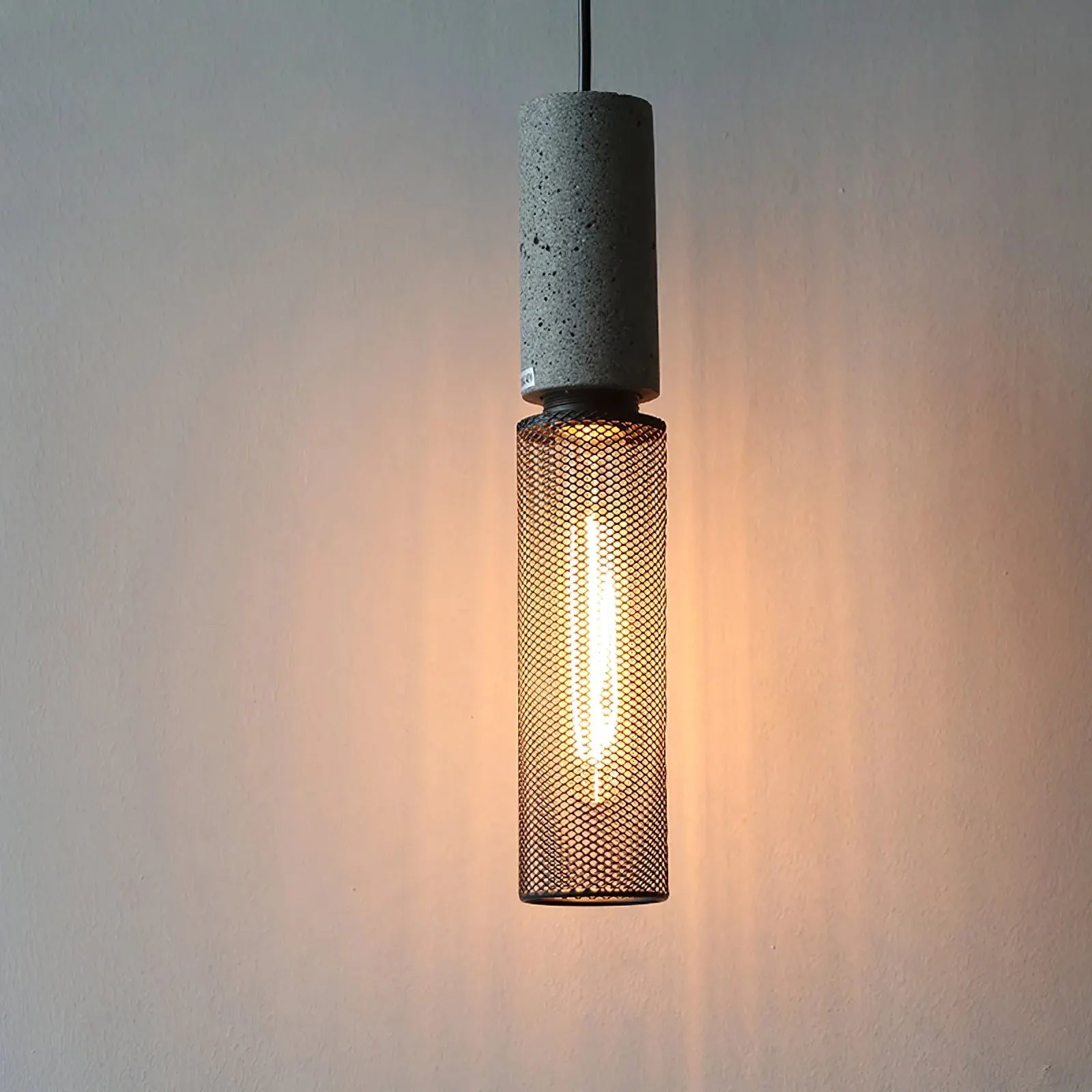Industrial Concrete Pendant Light with LED Hanging Fixture