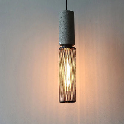Industrial Concrete Pendant Light with LED Hanging Fixture