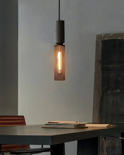 Industrial Concrete Pendant Light with LED Hanging Fixture