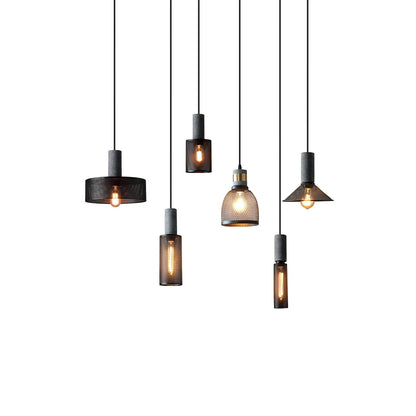 Industrial Concrete Pendant Light with LED Hanging Fixture