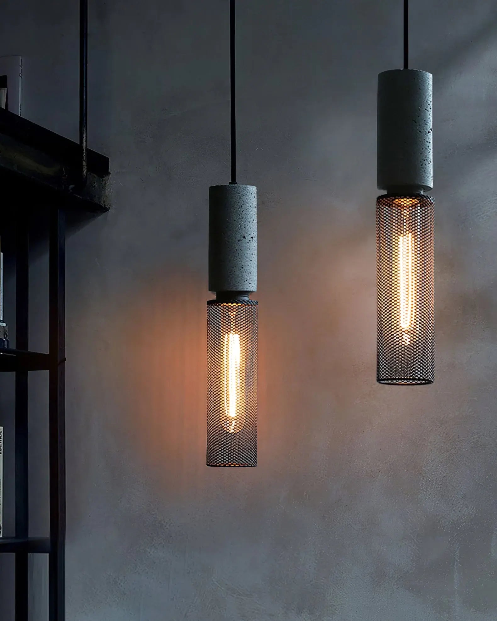 Industrial Concrete Pendant Light with LED Hanging Fixture