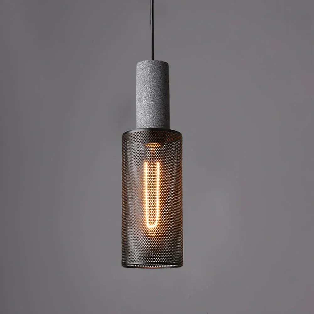Industrial Concrete Pendant Light with LED Hanging Fixture