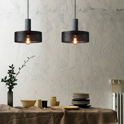 Industrial Concrete Pendant Light with LED Hanging Fixture