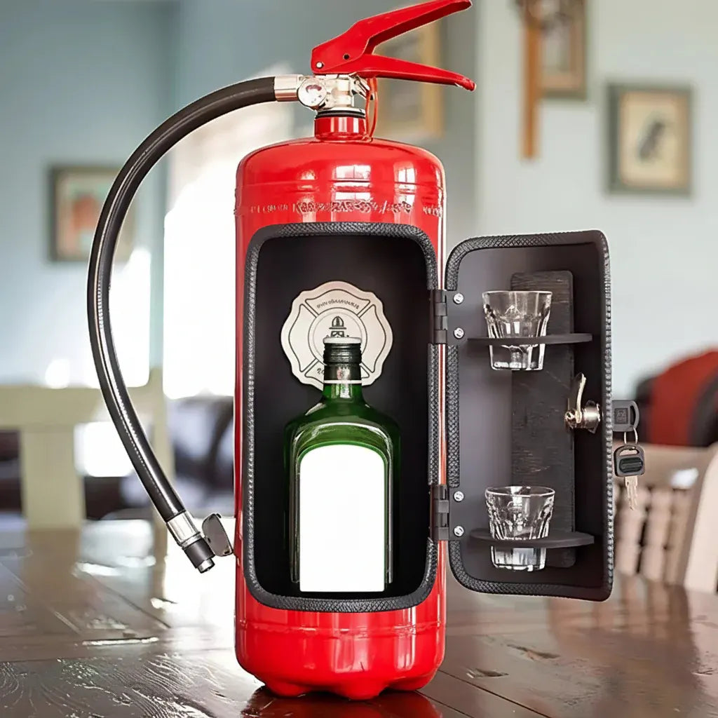 Industrial Handmade Fire Extinguisher Mini Bar Cabinet with Metal Design