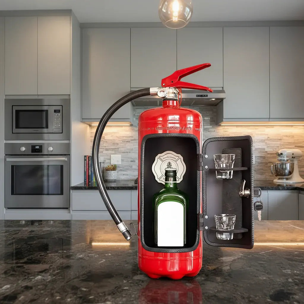 Industrial Handmade Fire Extinguisher Mini Bar Cabinet with Metal Design