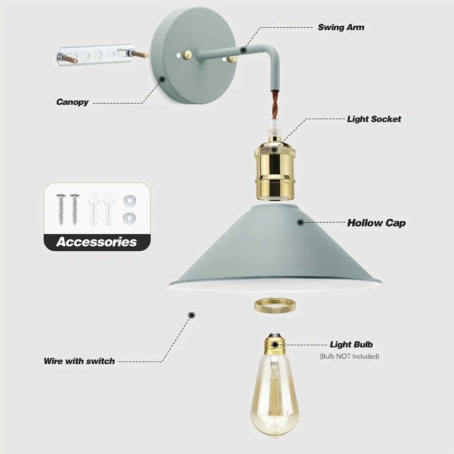 Industrial Oil-Rubbed Metal Wall Sconce Light Fixture