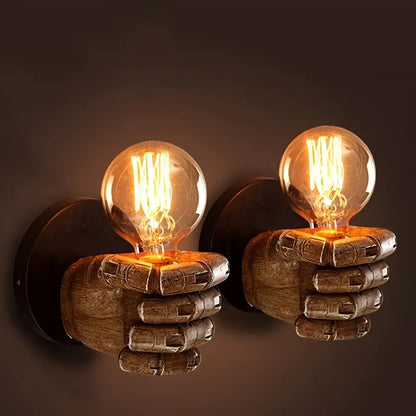 Industrial Resin Hand Sconce - E26 Wall Mount Light Fixture