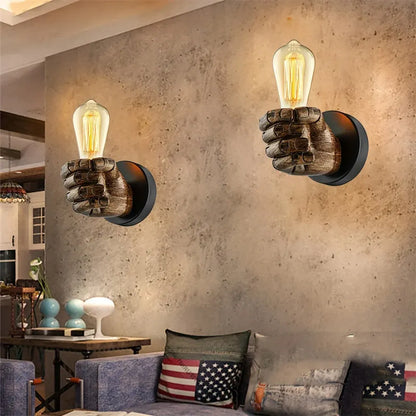 Industrial Resin Hand Sconce - E26 Wall Mount Light Fixture