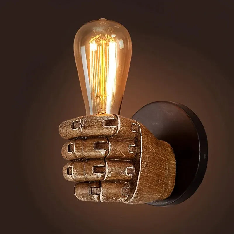 Industrial Resin Hand Sconce - E26 Wall Mount Light Fixture