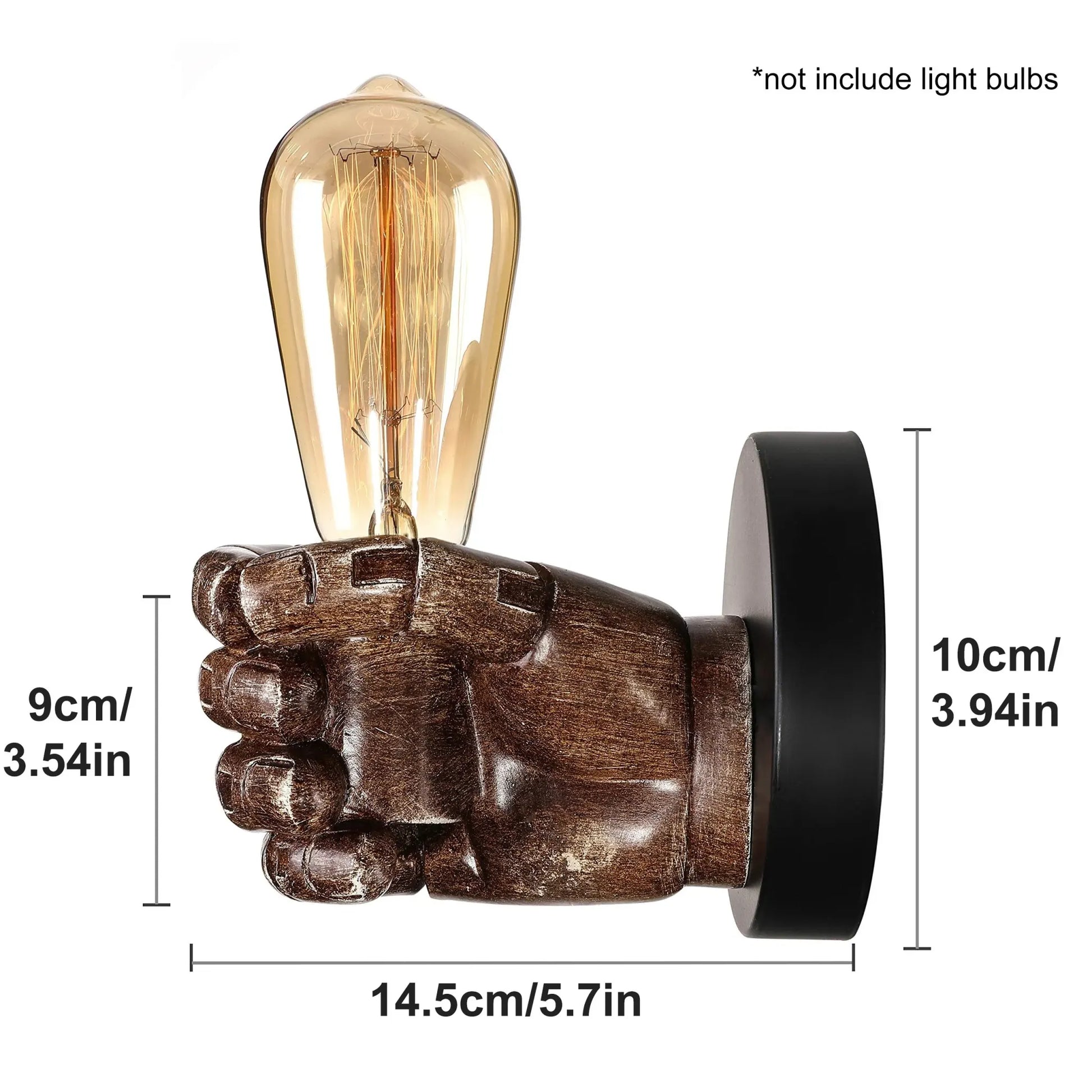 Industrial Resin Hand Sconce - E26 Wall Mount Light Fixture