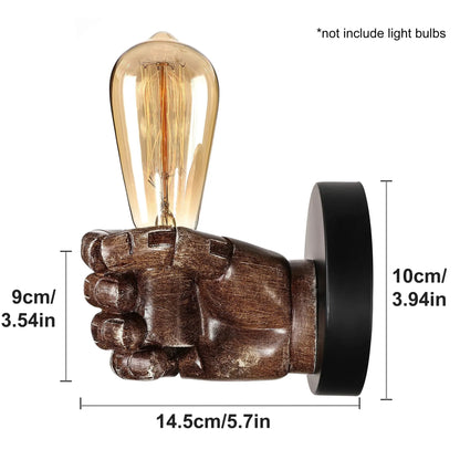 Industrial Resin Hand Sconce - E26 Wall Mount Light Fixture
