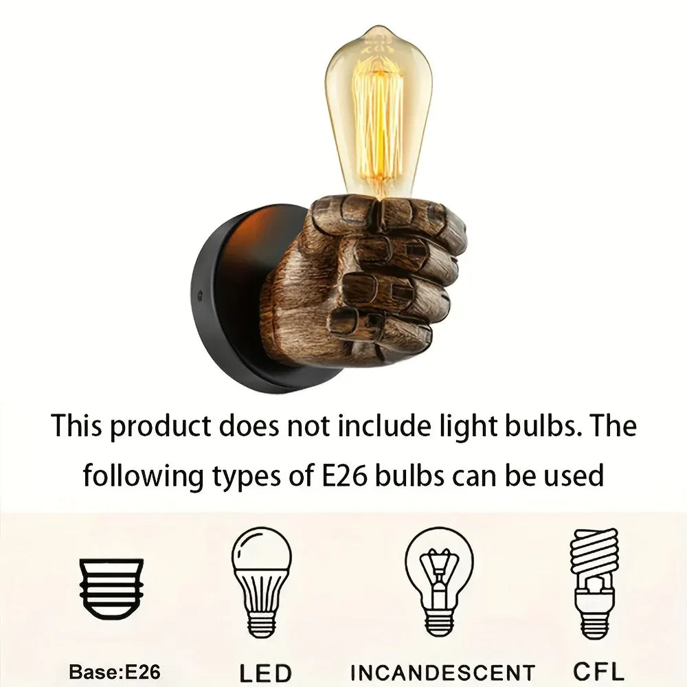 Industrial Resin Hand Sconce - E26 Wall Mount Light Fixture