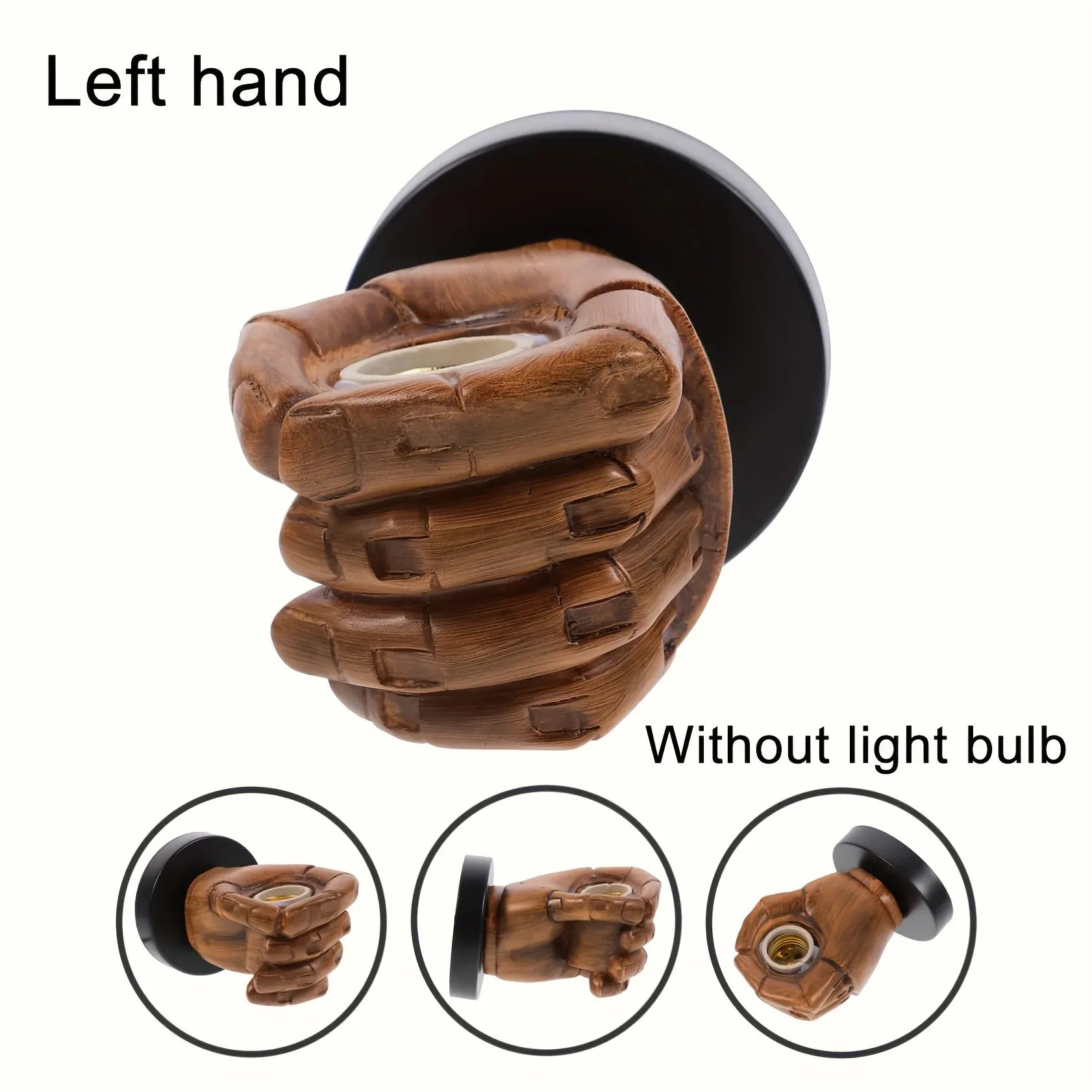 Industrial Resin Hand Sconce - E26 Wall Mount Light Fixture