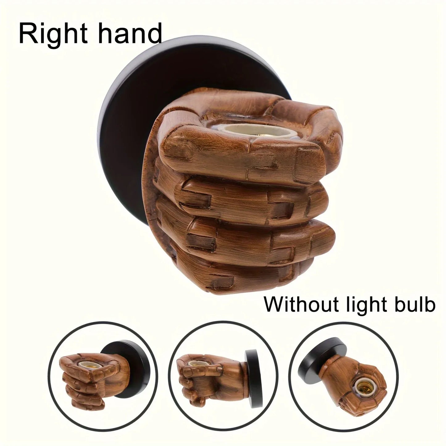 Industrial Resin Hand Sconce - E26 Wall Mount Light Fixture