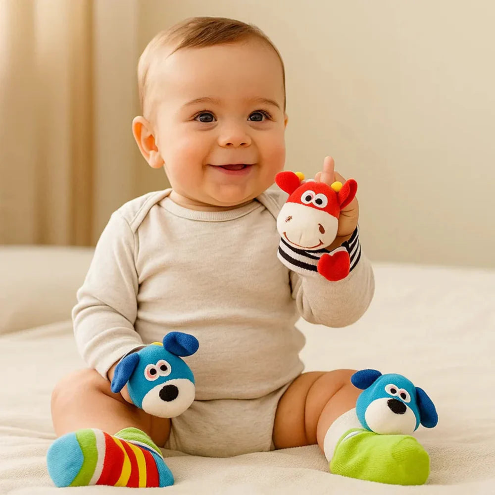Infant Sensory Rattle Sock & Wristband Set