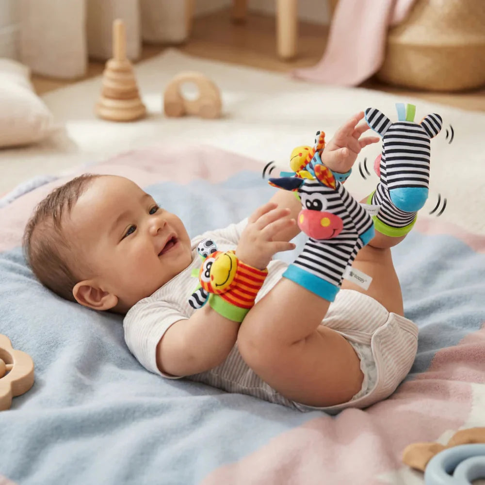 Infant Sensory Rattle Sock & Wristband Set