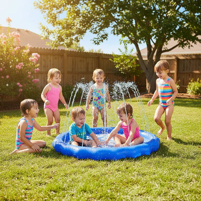 Inflatable Splash Pad Kids Water Play Mat with Animal & Letter Print Design