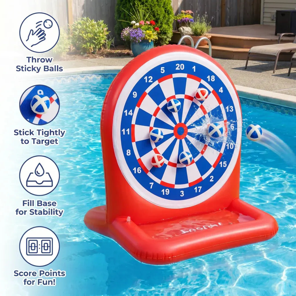 Inflatable Sticky Darts Water Target Game for Outdoor Backyard Fun