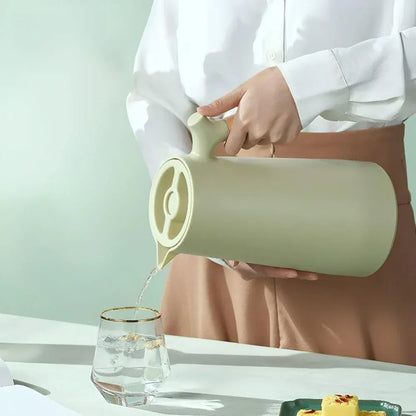 Insulated Thermal Carafe with Wooden Handle Beverage Dispenser