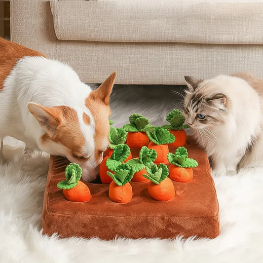 Interactive Carrot Puzzle Snuffle Mat for Dogs - Treat Hiding Training Toy