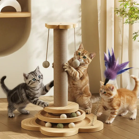 Interactive Cat Scratcher Post with Fun Activity Center
