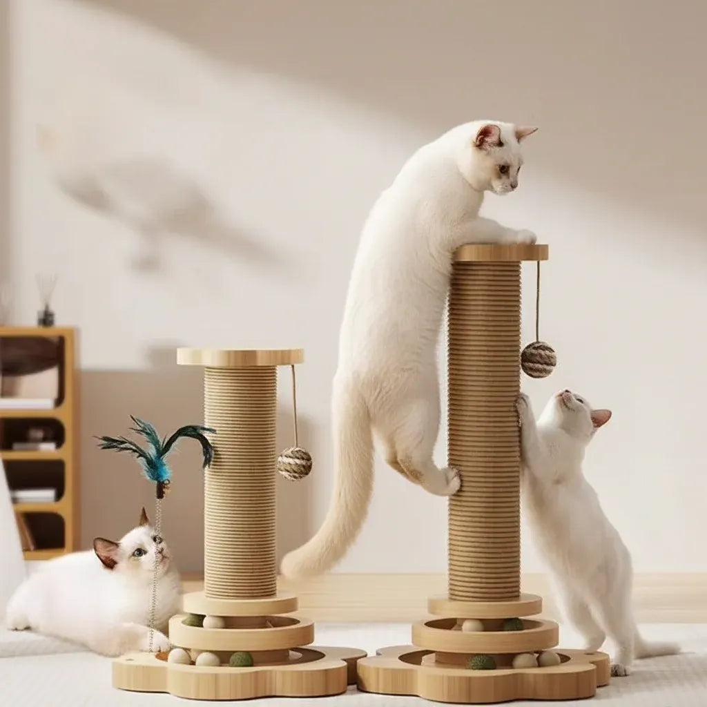 Interactive Cat Scratcher Post with Fun Activity Center