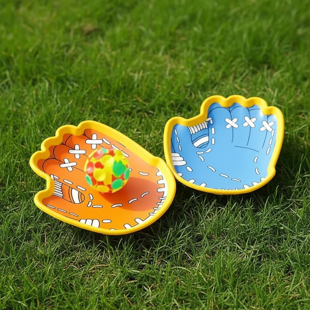 Interactive Catch Game with Suction Cup Balls and Paddle Gloves