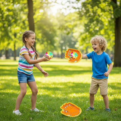 Interactive Catch Game with Suction Cup Balls and Paddle Gloves