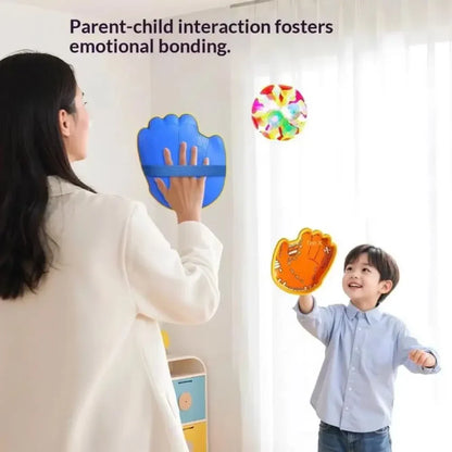 Interactive Catch Game with Suction Cup Balls and Paddle Gloves