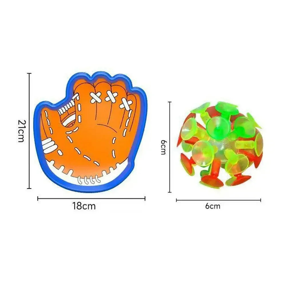 Interactive Catch Game with Suction Cup Balls and Paddle Gloves