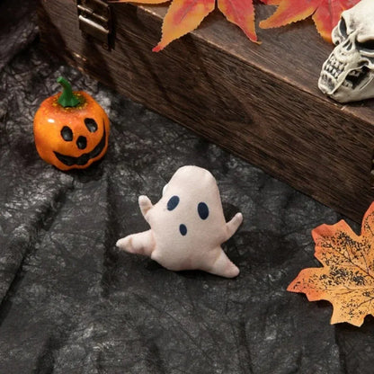 Interactive Ghost Design Plush Cat Toy for Halloween Fun