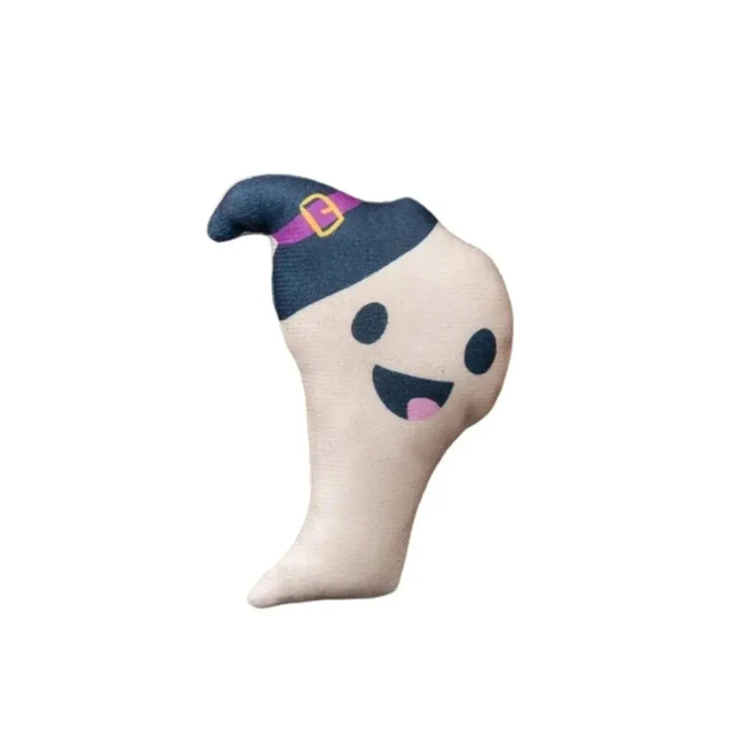 Interactive Ghost Design Plush Cat Toy for Halloween Fun