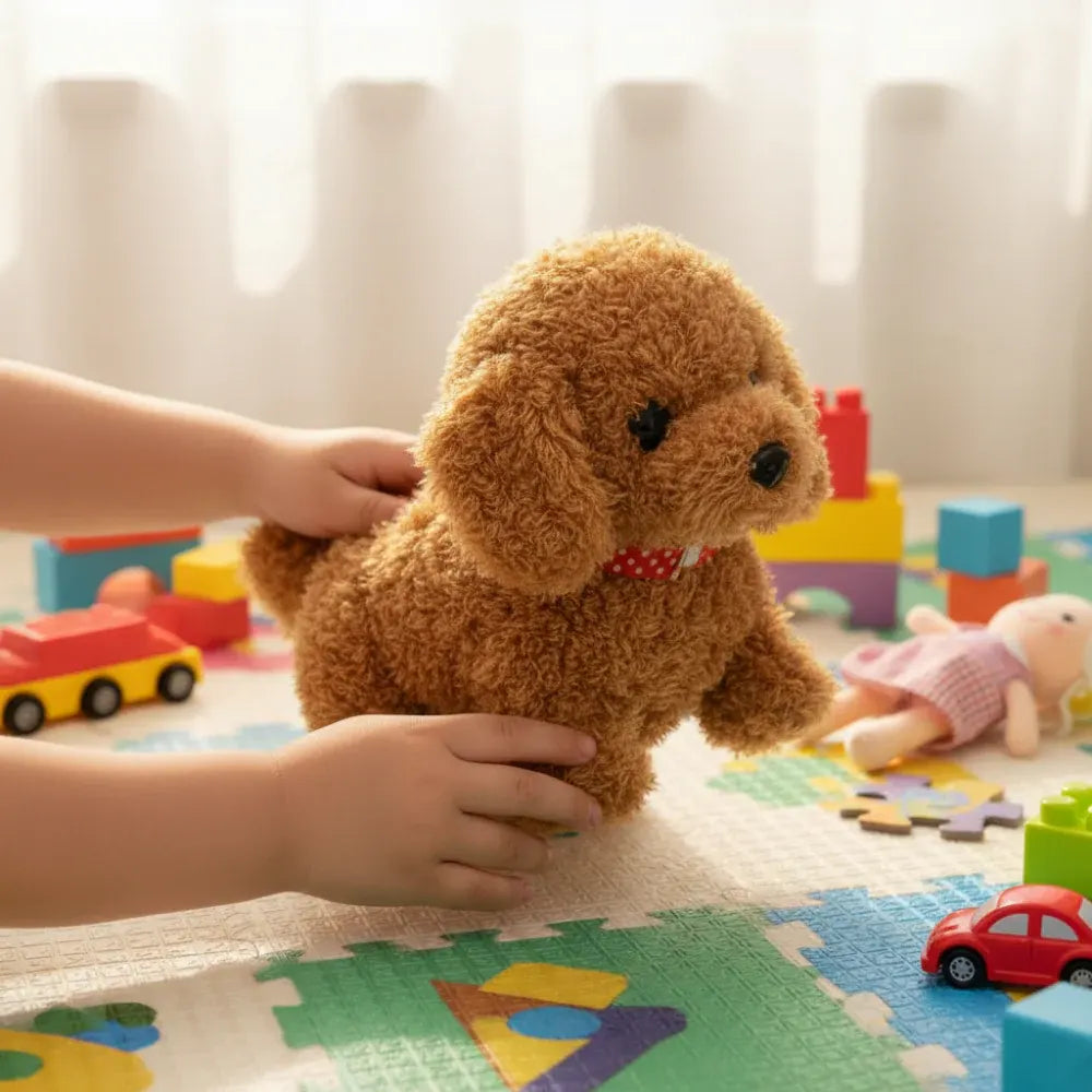 Interactive Plush Puppy Robot with Barking Motion Feature