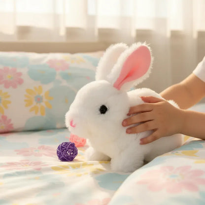 Interactive Realistic Bunny Plush Toy with Responsive Feedback for Kids