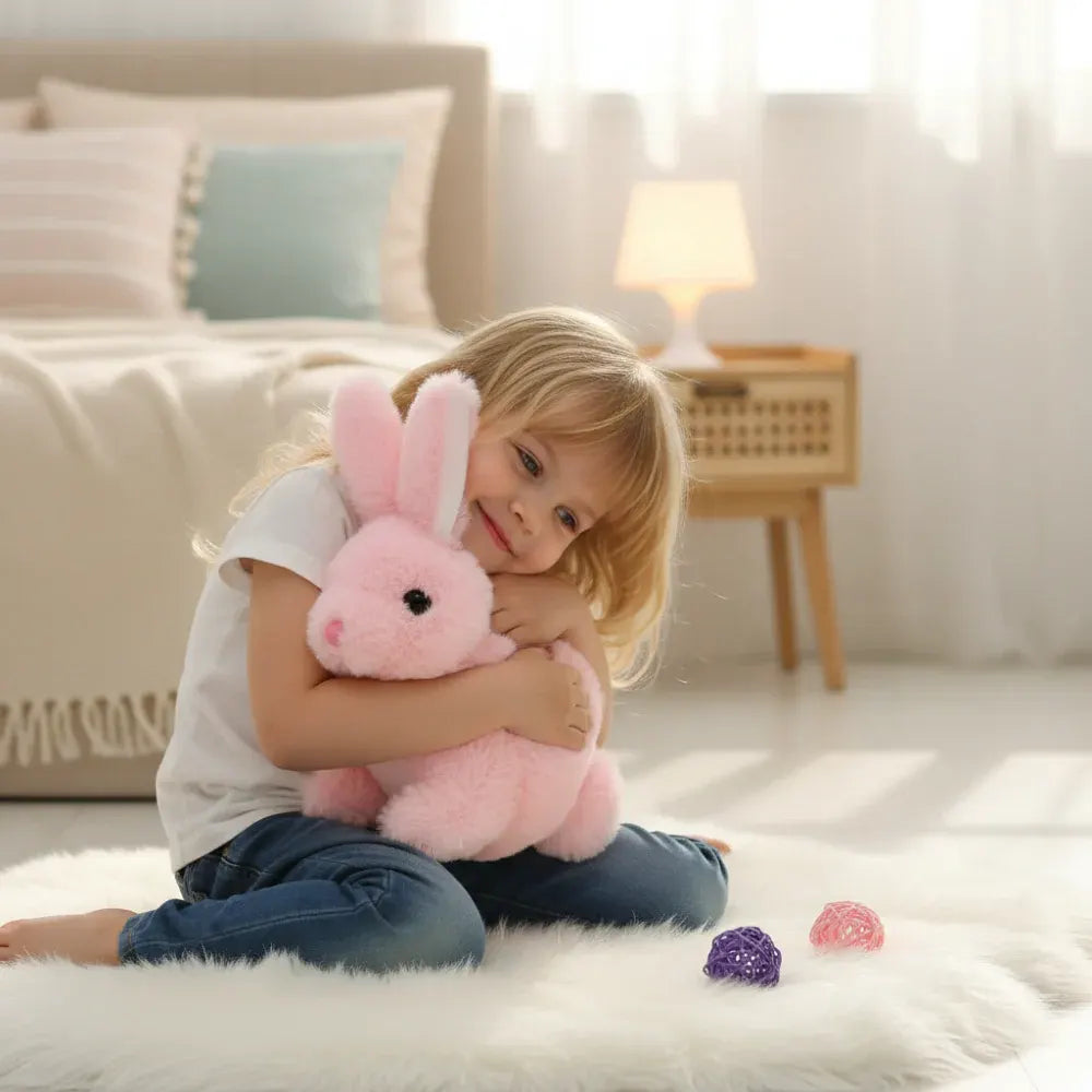 Interactive Realistic Bunny Plush Toy with Responsive Feedback for Kids
