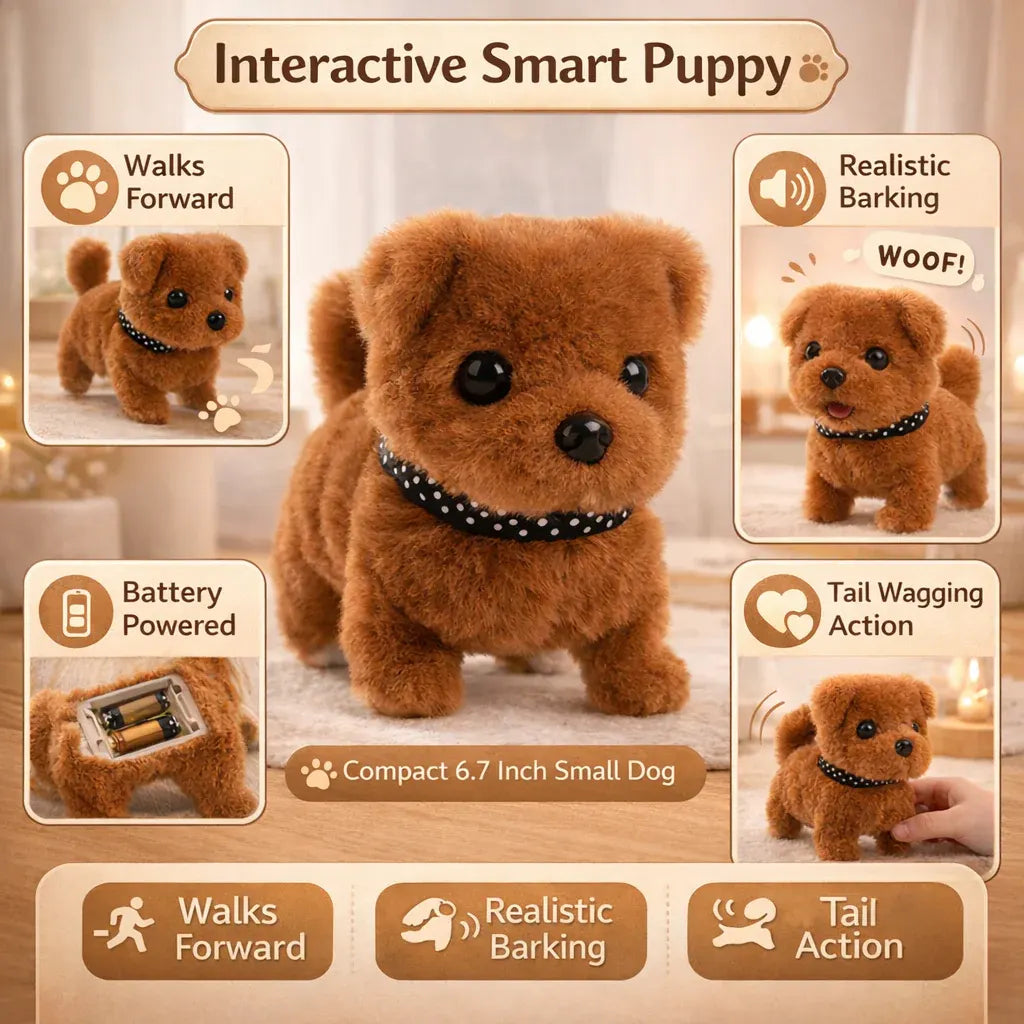 Interactive Walking Barking Plush Puppy Robot Toy for Dogs