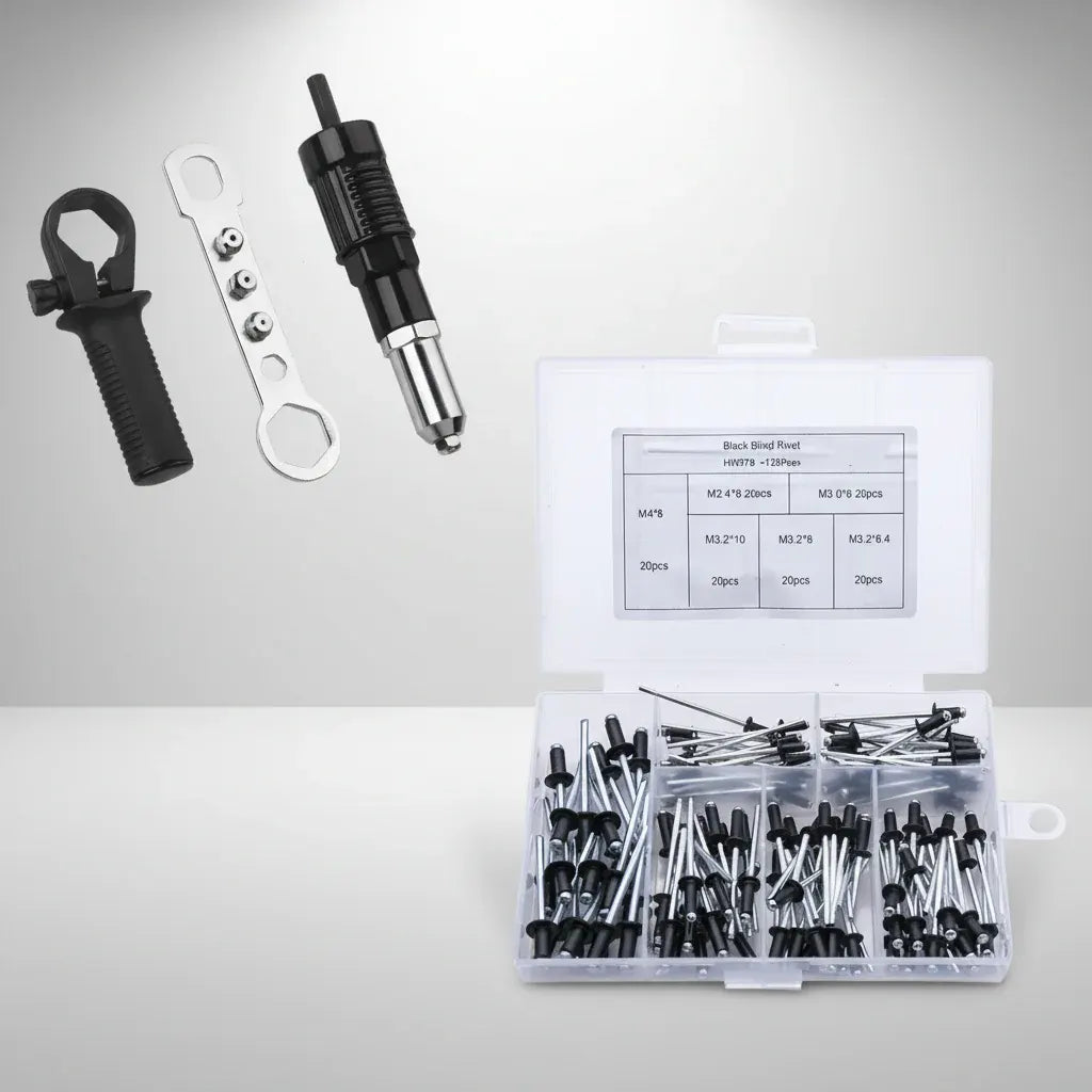 Interchangeable Nozzle Adapter Kit for Rivet Drill Attachment